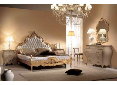 Set de chambre complet Lit Tables de chevet Commode Miroir Ensemble 5 pièces